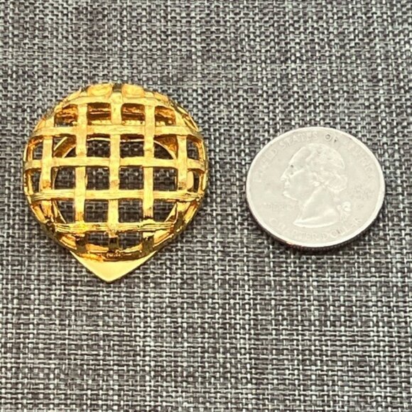 Liebe Woven Lattice Scarf Clip 1.5 In Gold Vintage USA Made Retro Pie Crust - Picture 1 of 7